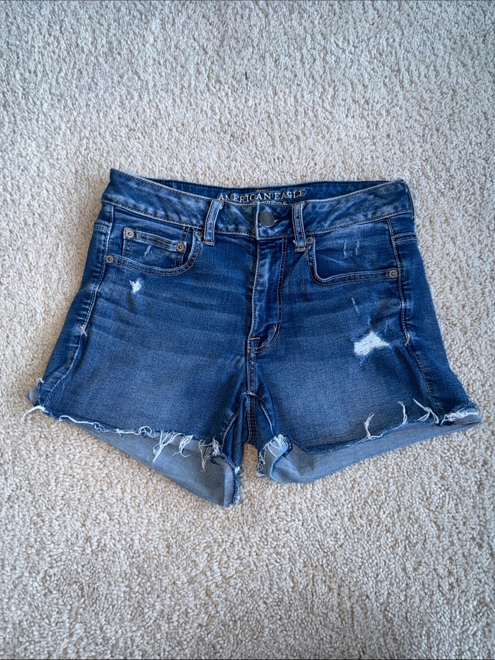 American Eagle Outfitters Medium Blue Distressed Cutoff Denim Shorts